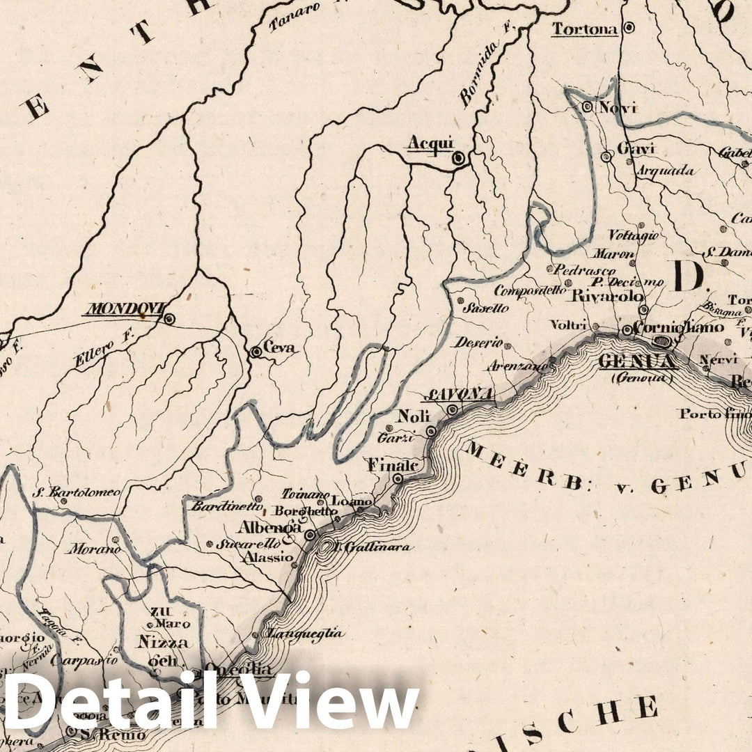 Historic Map : Italy, V.3:11-15:XIV. Italien. II. Das konigreich Sardinien, 1829 Atlas v1 , Vintage Wall Art