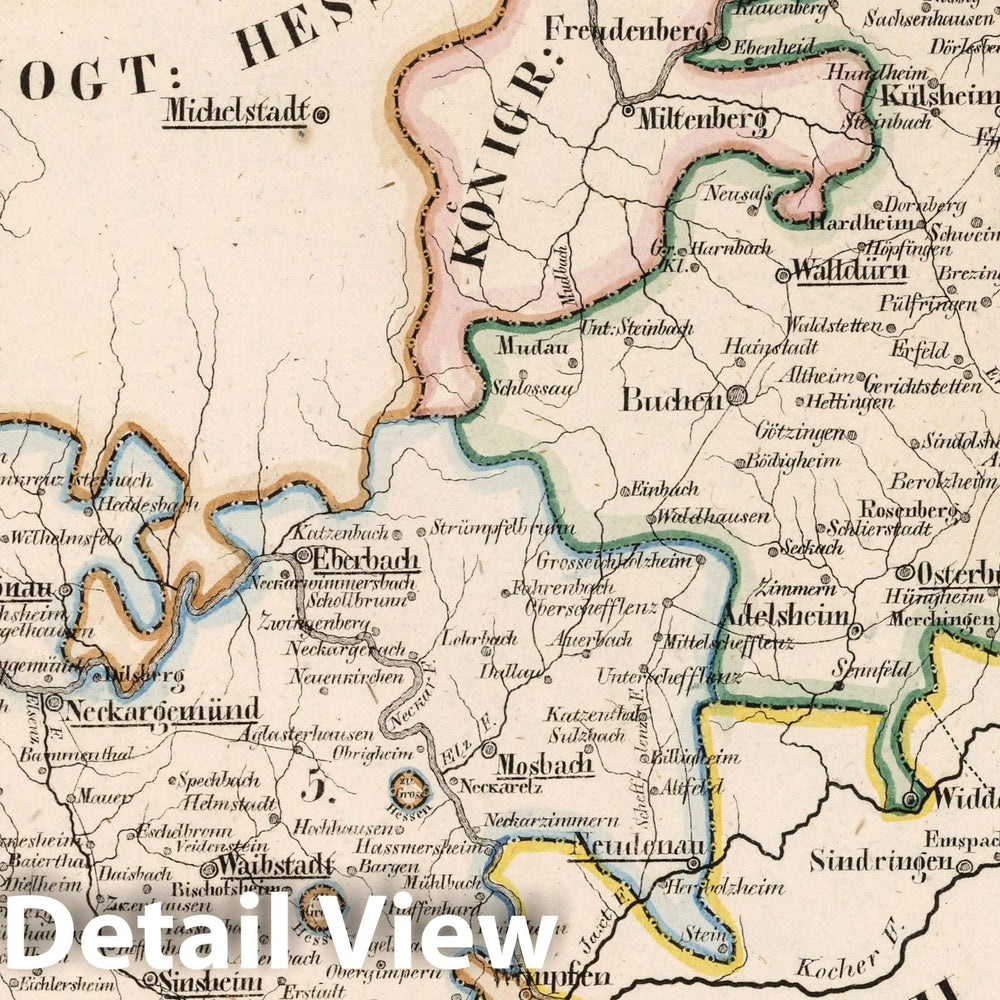 Historic Map : Germany, V. 2:6-10: VI: III. Baden. 5. Der Nekkar Kreis. 6. Der Main und Tauber Kreis, 1825 Atlas , Vintage Wall Art