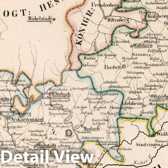 Historic Map : Germany, V. 2:6-10: VI: III. Baden. 5. Der Nekkar Kreis. 6. Der Main und Tauber Kreis, 1825 Atlas , Vintage Wall Art