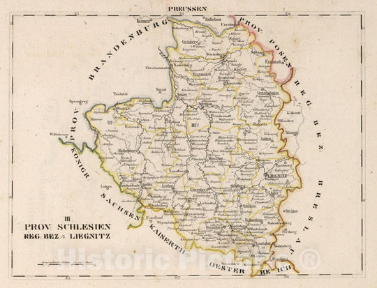 Historic Map : Prussia , Germany, V.2:6-10:IX. Preussen. III. Prov: Schlesien. Reg: Bez: 3. Liegnitz, 1825 Atlas , Vintage Wall Art