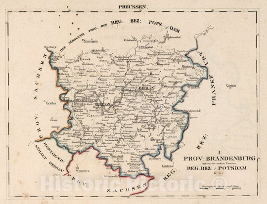 Historic Map : Prussia , Germany, V.2:6-10:IX. Preussen. I. Prov: Brandenburg Reg: Bez: 1. Potsdam Kr. 1-8, 1825 Atlas , Vintage Wall Art