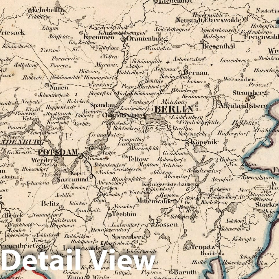 Historic Map : Prussia , Germany, V.2:6-10:IX. Preussen. I. Prov: Brandenburg Reg: Bez: 1. Potsdam Kr. 1-8, 1825 Atlas , Vintage Wall Art