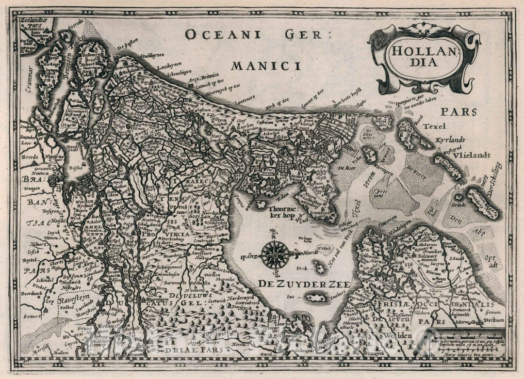 Historic Map : Netherlands, Hollandia. Atlas sive Cosmographicae Meditationes de Fabrica Mundi et fabricati Figura, 1636 Atlas , Vintage Wall Art