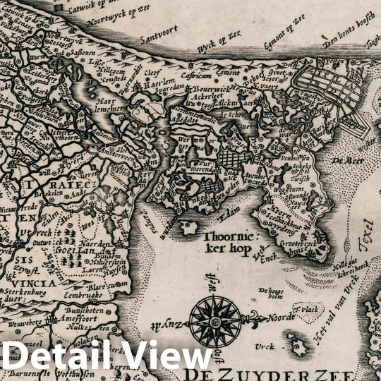 Historic Map : Netherlands, Hollandia. Atlas sive Cosmographicae Meditationes de Fabrica Mundi et fabricati Figura, 1636 Atlas , Vintage Wall Art