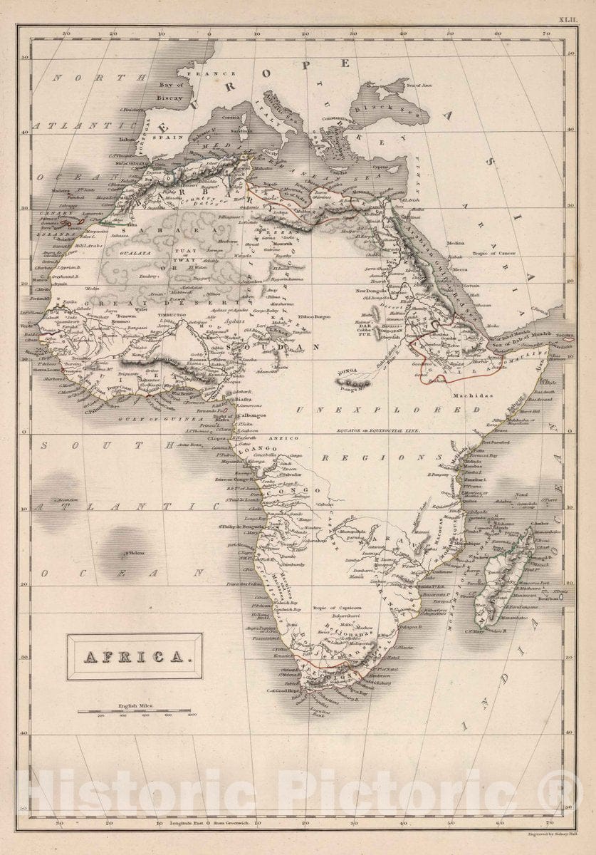 Historic Map : Africa, 1841 Atlas - Vintage Wall Art