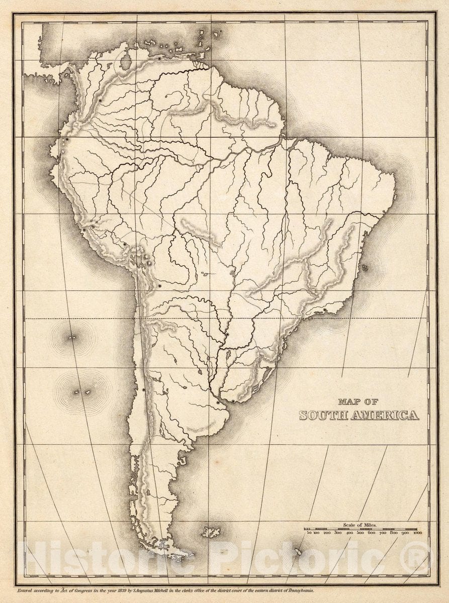 Historic Map : Map of South America., 1839, Vintage Wall Decor