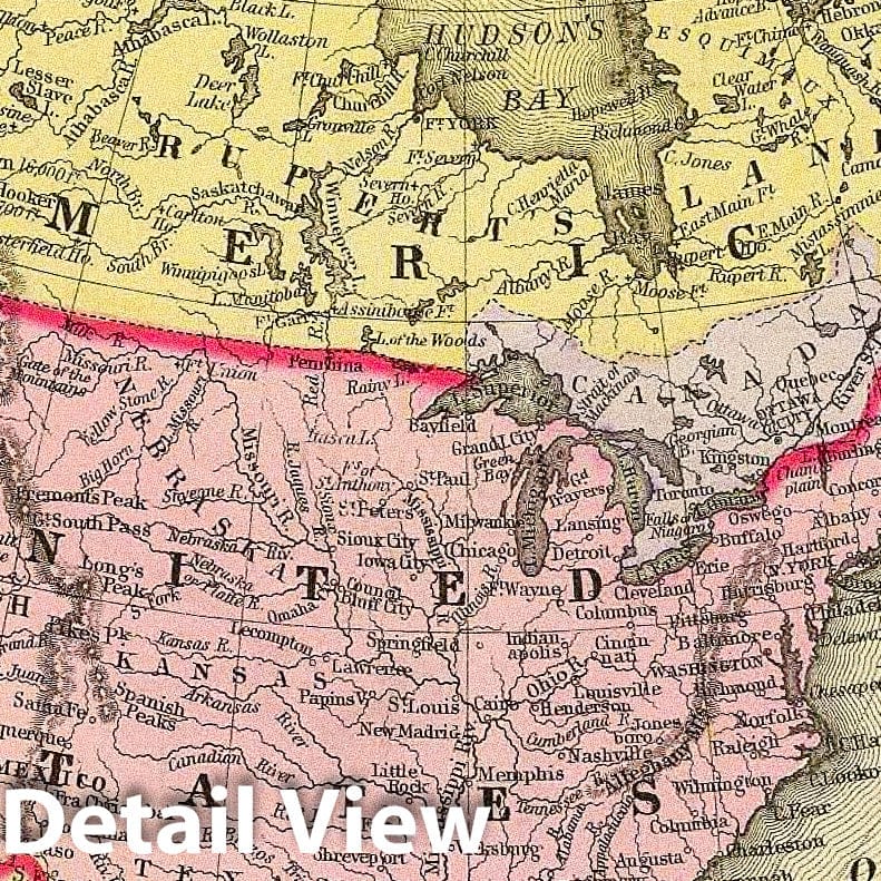 Historic Map - Map of North America Showing Its Political Divisions, and Recent Discoveries in the Polar Regions, 1865, Samuel Augustus Mitchell Jr. v4