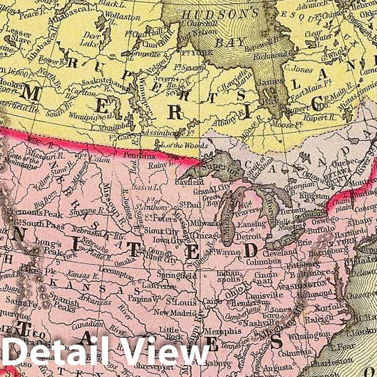 Historic Map - Map of North America Showing Its Political Divisions, and Recent Discoveries in the Polar Regions, 1865, Samuel Augustus Mitchell Jr. v4