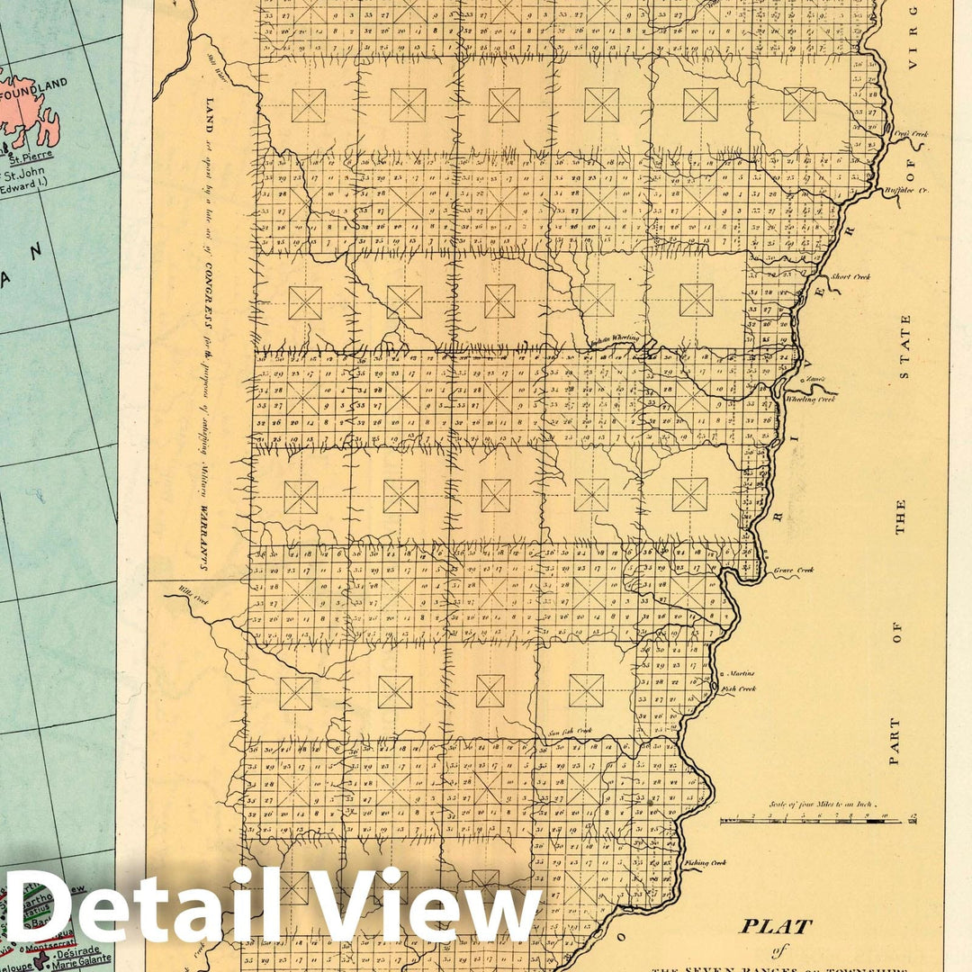 Historic Map : Plate 41. Lands. Possessions of European States in Eastern North America After The Treaty of Paris, 1763, 1825 Atlas - Vintage Wall Art