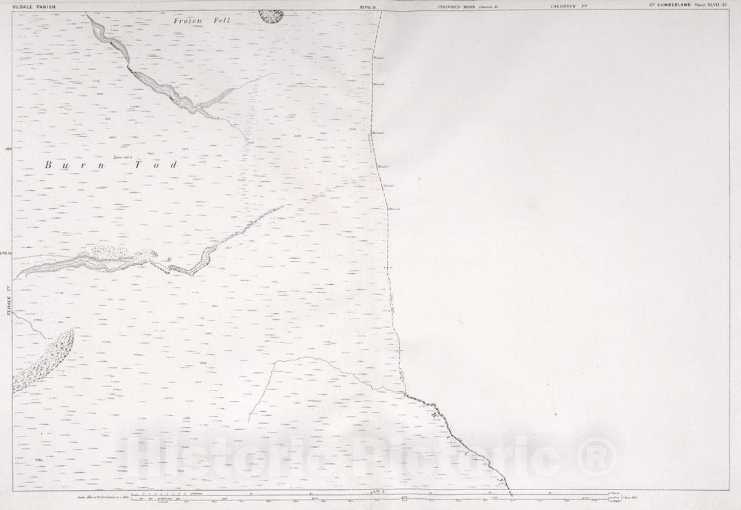 Historic Map : Uldale Parish. Co. Cumberland. Sheet XLVII.15, 1865 Atlas - Vintage Wall Art