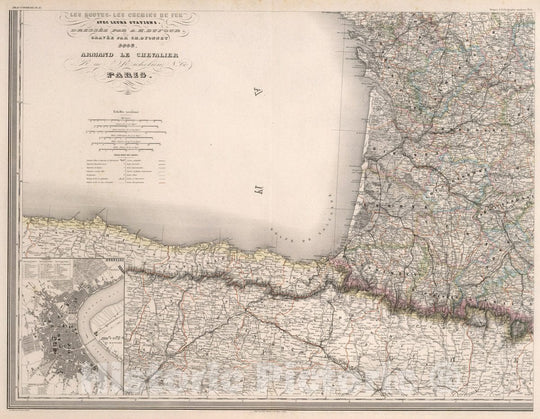 Historic Map : France, Carte administrative et physique de la France, indiquant les canaux les rivieres navigable , Vintage Wall Art