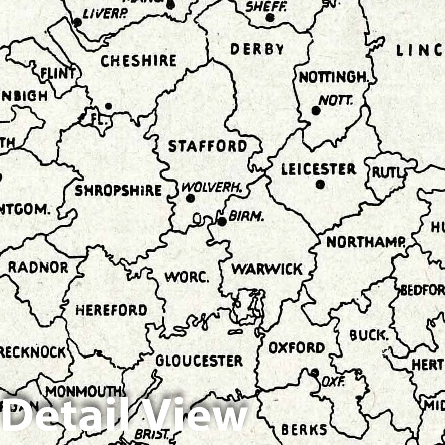 Historic Map : Figure 3. Counties of England, 1941 Military Atlas - Vintage Wall Art