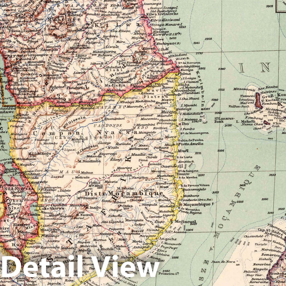 Historic Map : Tanzania, East Africa 86. Ostafrika. East Africa. (Insets) (Mauritus. Reunion.), 1925 Atlas , Vintage Wall Art