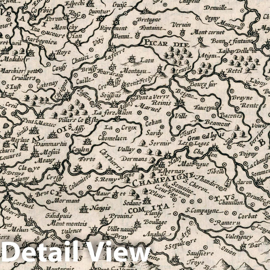 Historic Map - France Picardie Champaigne cum regionibus adiacentibus/With the adjacent regions of France Picardie Champaigne, 1595, Gerard Mercator - Vintage Wall Art