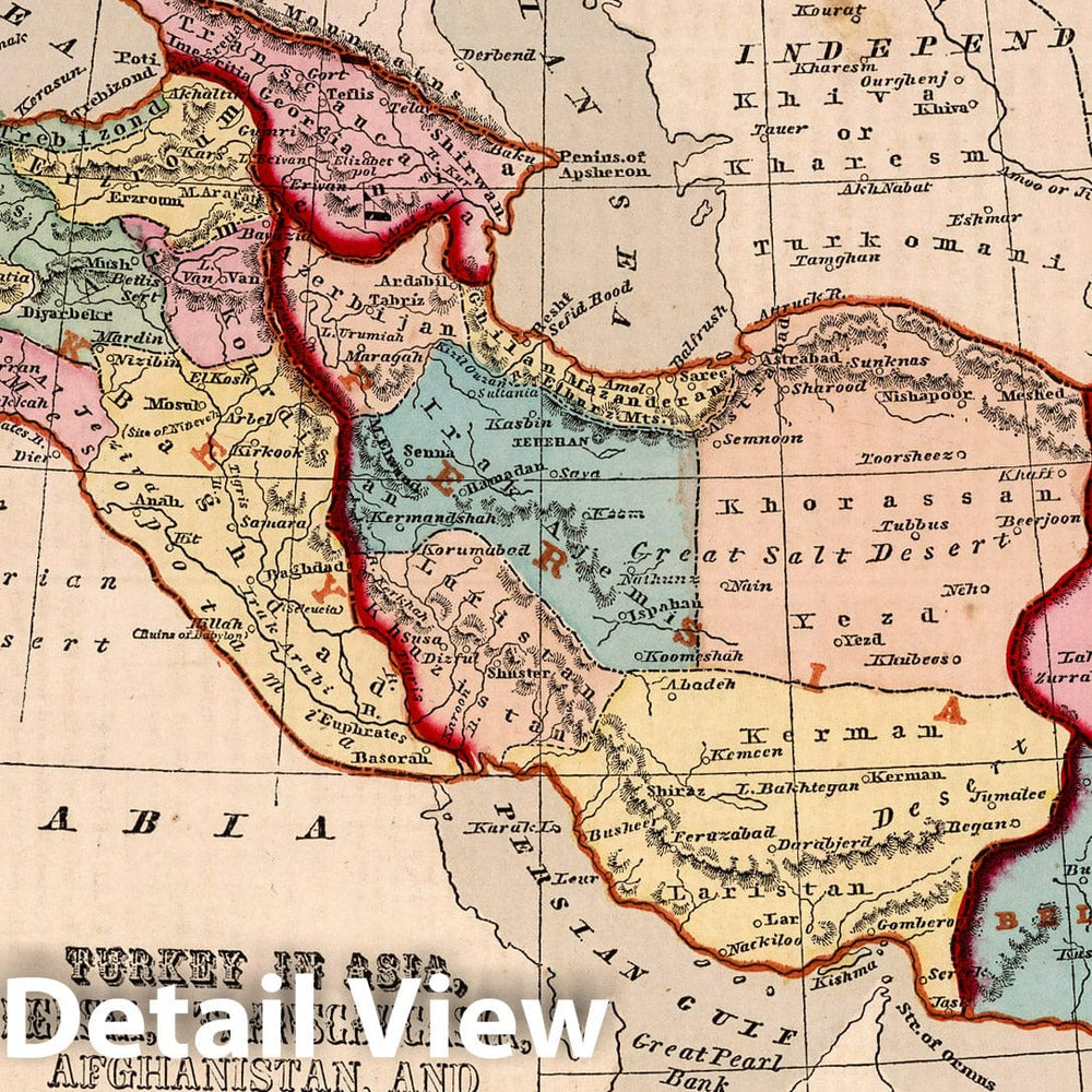 Historic Map - Turkey in Asia, Persia, Transcaucasia, Afghanistan, and Beloochistan, 1856, Sidney Morse - Vintage Wall Art