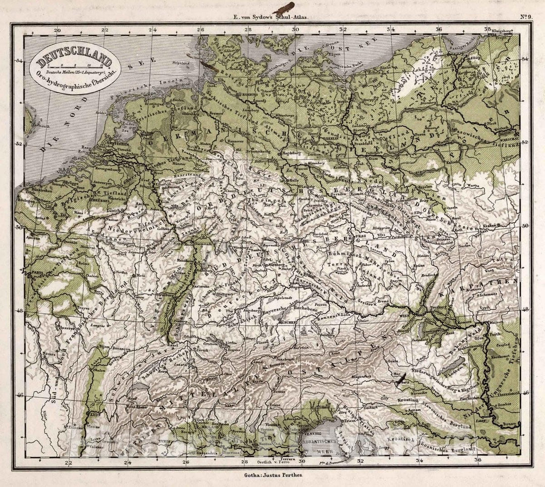 Historic Map : Germany, 9. Deutschland. (Germany.), 1872 Atlas , Vintage Wall Art