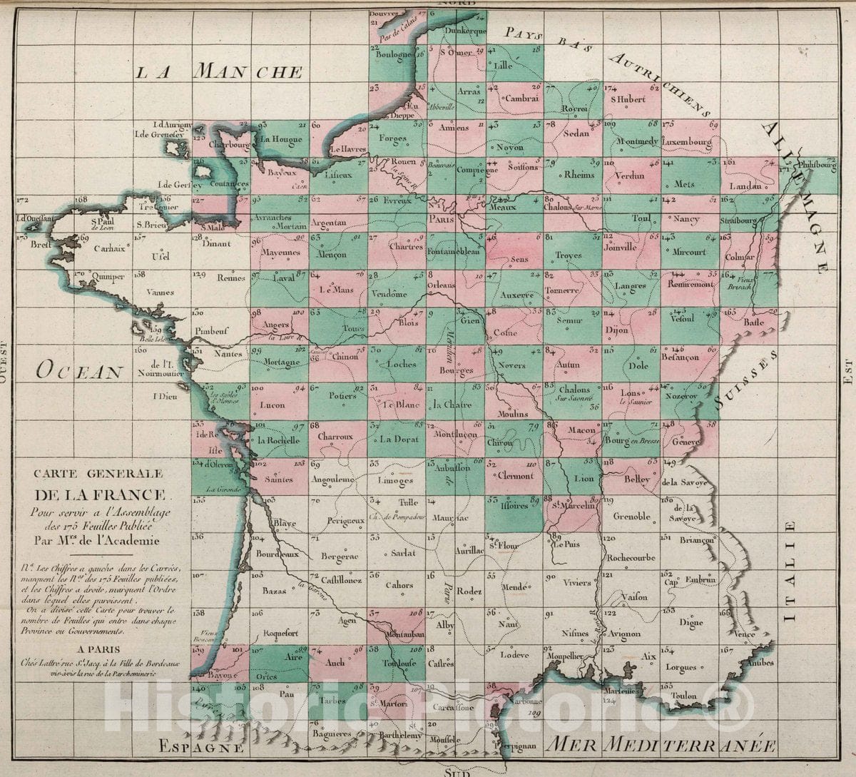 Historic Map : France, Carte Generale de la France, 1804 Atlas , Vintage Wall Art