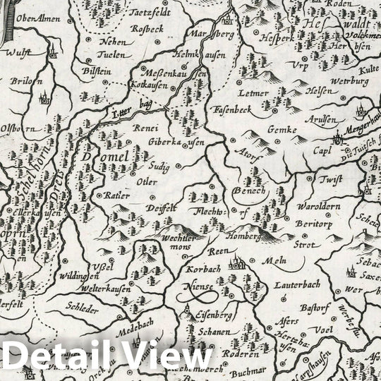 Historic Map : Germany, Waldeck Comitatus. Per Gerardum Mercator, 1636 Atlas , Vintage Wall Art