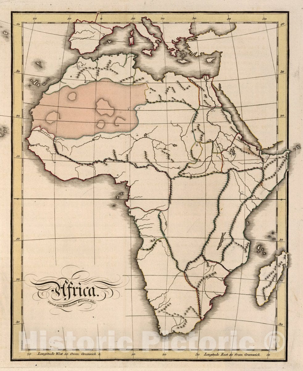 Historic Map : Africa. Copied from Wilkinson's General Atlas, 1815 Atlas - Vintage Wall Art