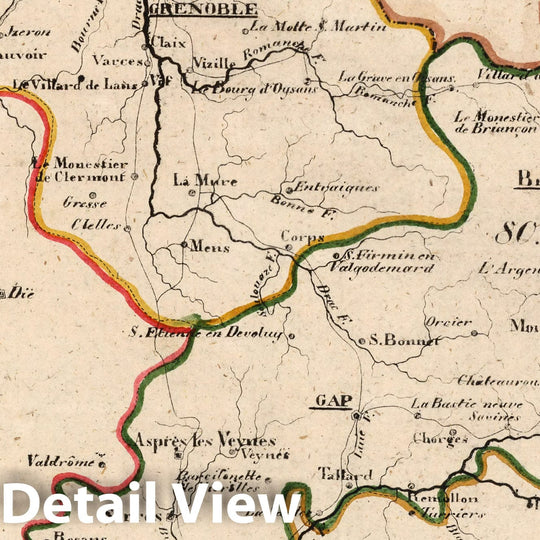 Historic Map : France, V.1:1-5: I Frankreich. DEP: 79. Der Isere. 80. Der Obern = Alpen. 84. Der Niedern = Alpen, 1825 Atlas , Vintage Wall Art