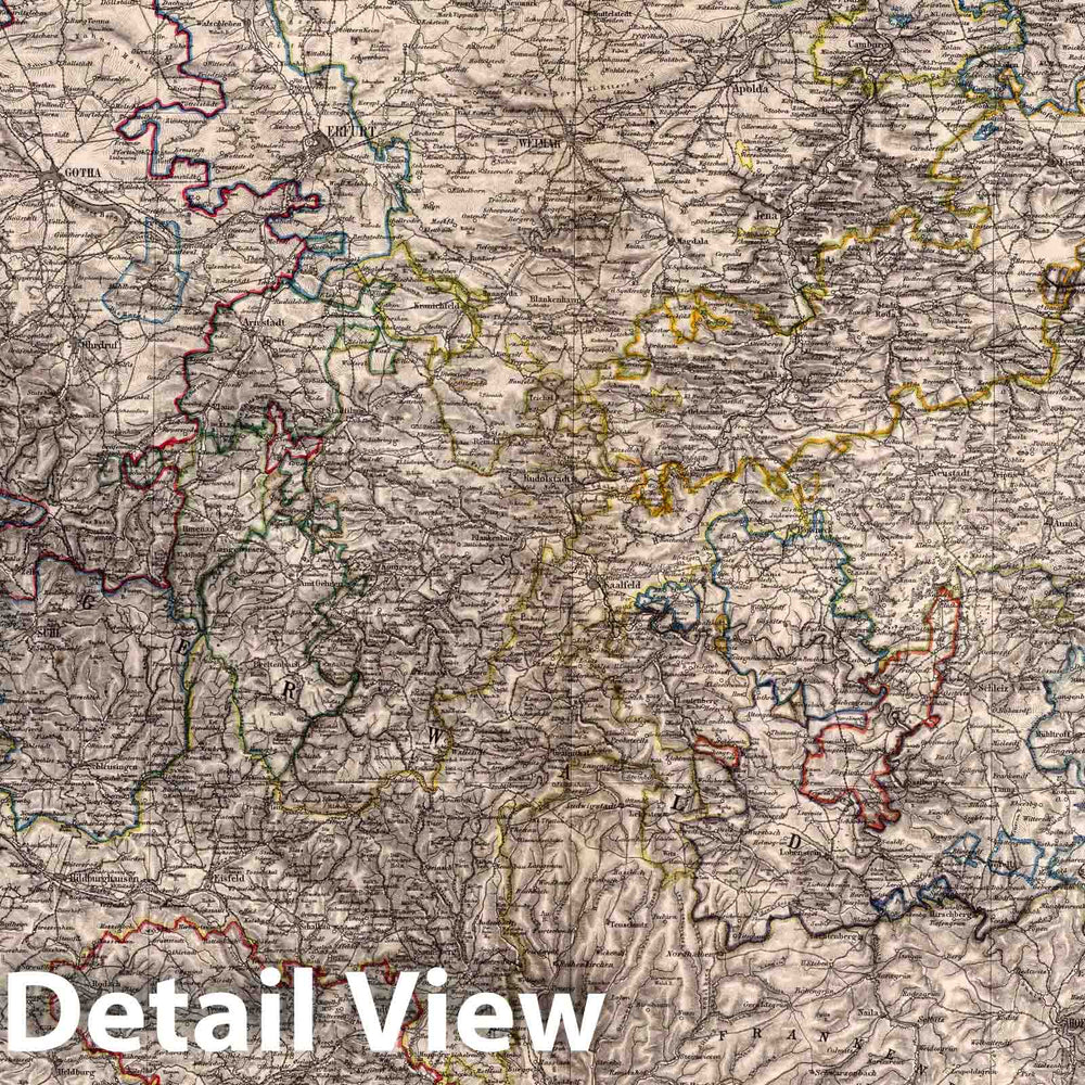 Historic Map : Germany , Weimar (Thuringia, Germany), Grossherzoglich und Herzoglich Sachsischen Lander, 1866 Atlas , Vintage Wall Art