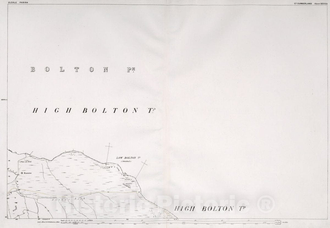 Historic Map : Uldale Parish. Co. Cumberland. Sheet XXXVII.14, 1865 Atlas - Vintage Wall Art