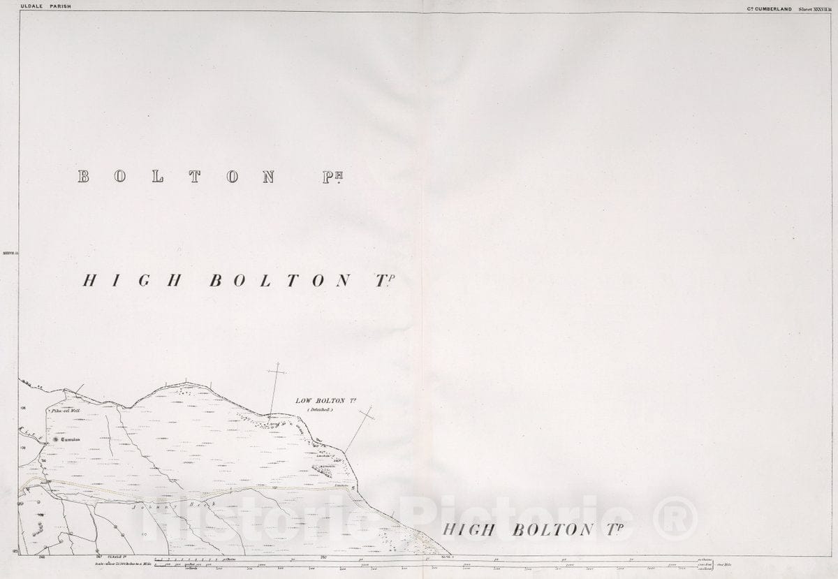 Historic Map : Uldale Parish. Co. Cumberland. Sheet XXXVII.14, 1865 Atlas - Vintage Wall Art