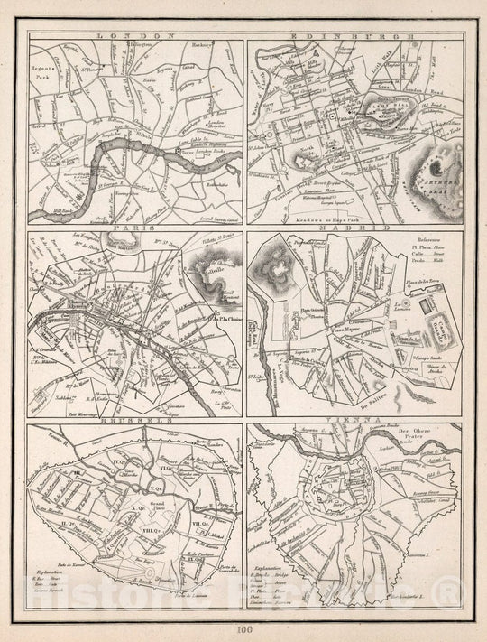 Historic Map : (Map of Cities of Europe). A Comprehensive Atlas, Geographical, Historical & Commercial, 1838 Atlas - Vintage Wall Art