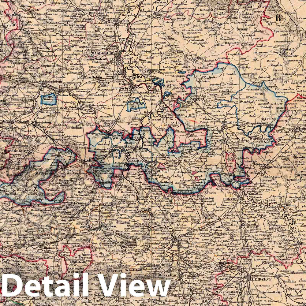 Historic Map : Germany, Magdeburg Region , Germany Die Preussische Provinz Sachsen, 1866 Atlas v2 , Vintage Wall Art