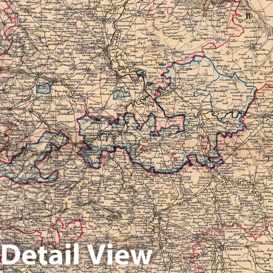 Historic Map : Germany, Magdeburg Region , Germany Die Preussische Provinz Sachsen, 1866 Atlas v2 , Vintage Wall Art