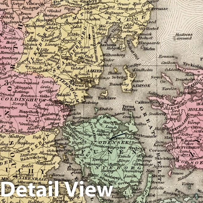 Historic Map : Denmark, 1836 Atlas v1 Vintage Wall Art