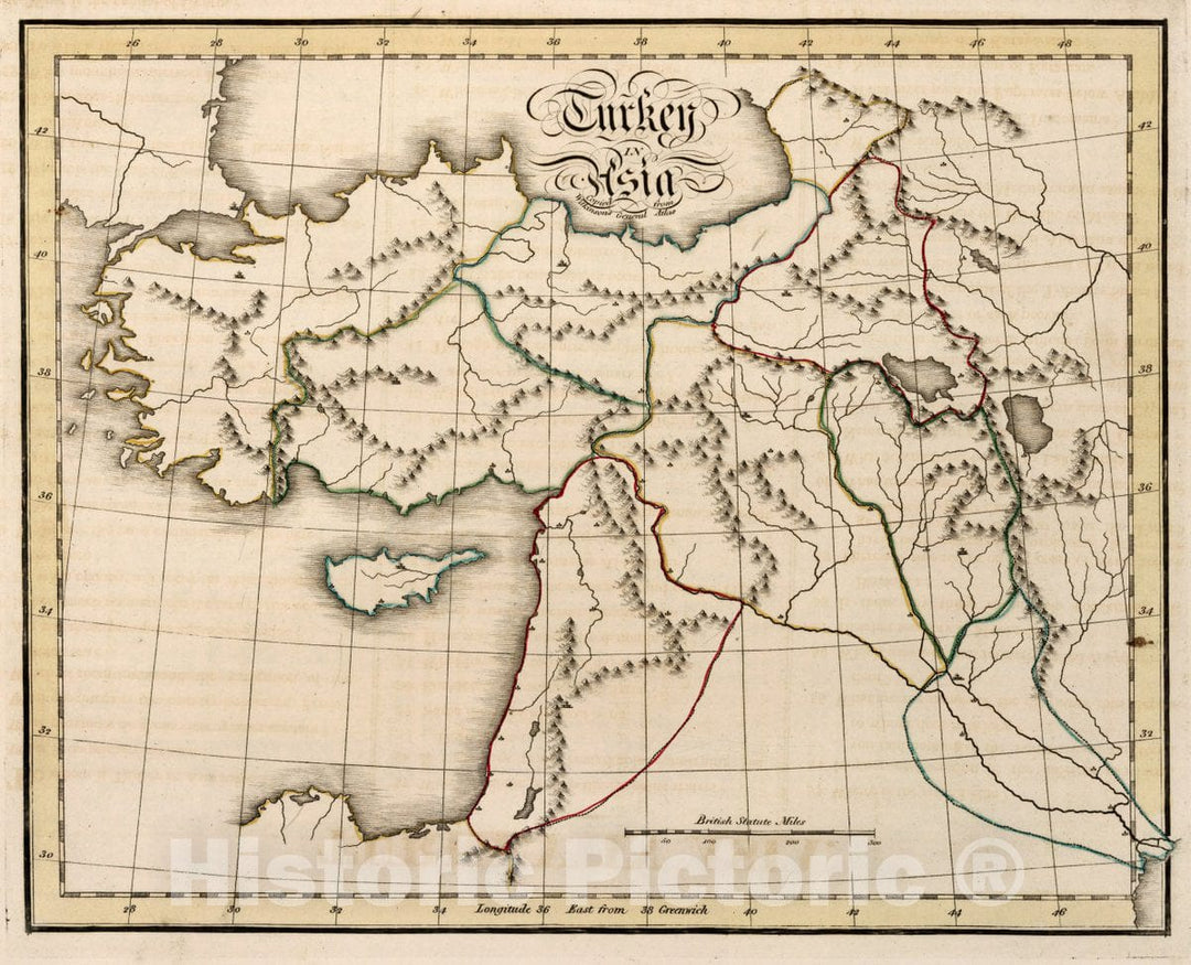 Historic Map : Turkey in Asia. Copied from Wilkinson's General Atlas, 1815 Atlas - Vintage Wall Art