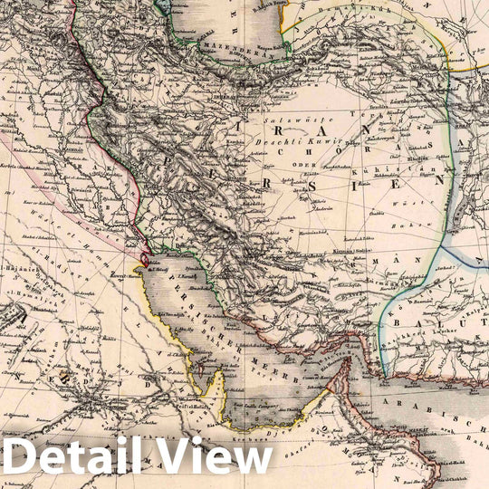 Historic Map : Iran, Central Asia Vorder-Asien Oder Iran, Turan, Arabien Kleinasien und die Kaukasus Lander, 1866 Atlas , Vintage Wall Art