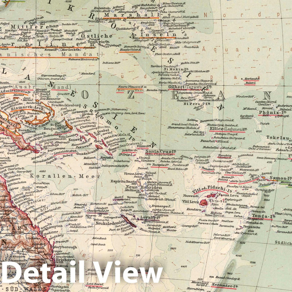 Historic Map : Oceania, Pacific 88. Australien - Polynesien. Australia - Polynesia, 1925 Atlas , Vintage Wall Art