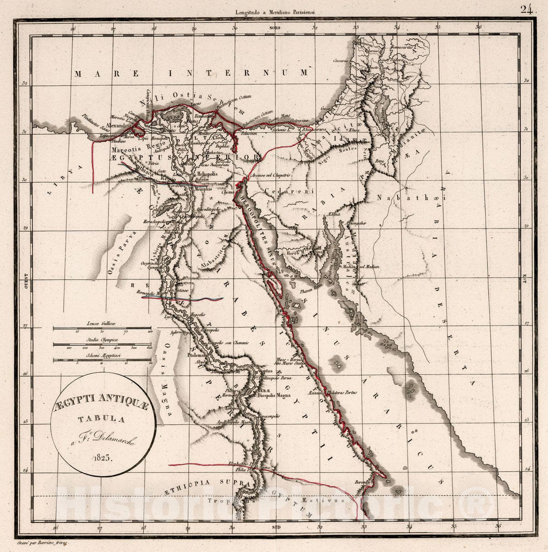 Historic Wall Map : Egypt, Aegypti Antique Tabula 1825, 1825 Atlas , Vintage Wall Art