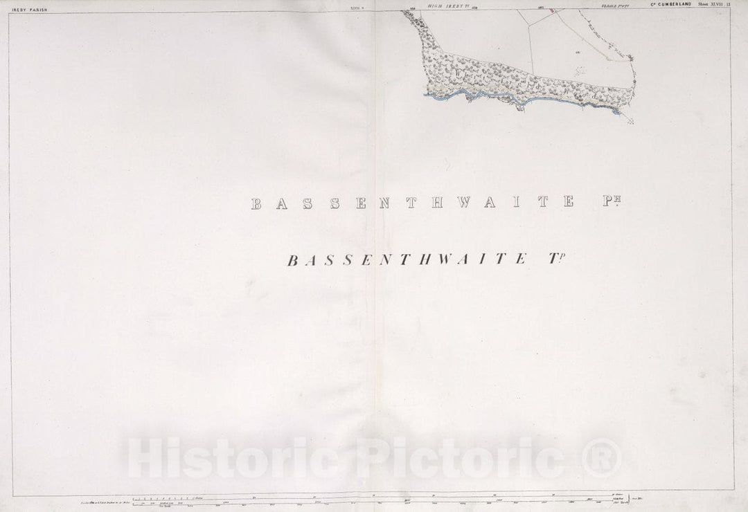 Historic Map : Ireby Parish. Co. Cumberland. Sheet XLVII.13, 1865 Atlas - Vintage Wall Art