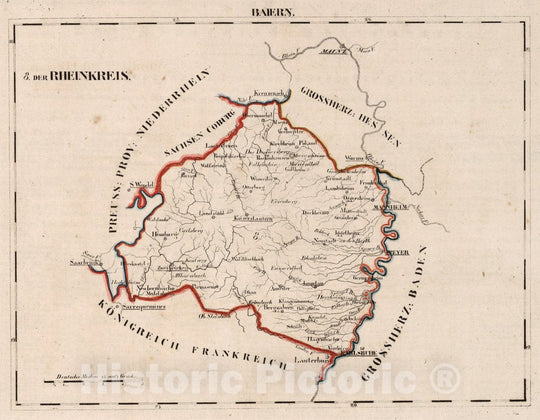 Historic Map : Germany, Bavaria , Germany V.2: 6-10: VI: I. Baiern: 8. Der Rheinkreis, 1825 Atlas , Vintage Wall Art