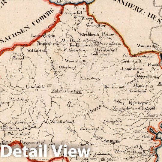 Historic Map : Germany, Bavaria , Germany V.2: 6-10: VI: I. Baiern: 8. Der Rheinkreis, 1825 Atlas , Vintage Wall Art