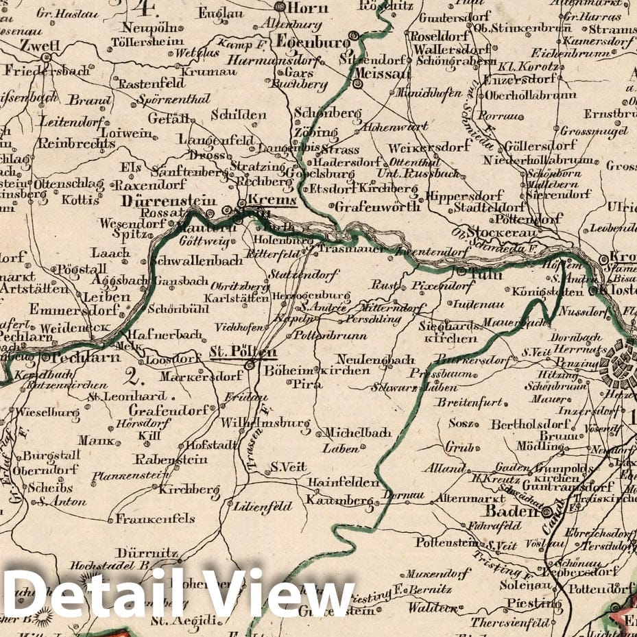 Historic Map : Germany, V.3:11-15:XI:1. Oesterreich. A. Deutsche Erbstaaten I. Land Under der Ens, 1828 Atlas , Vintage Wall Art