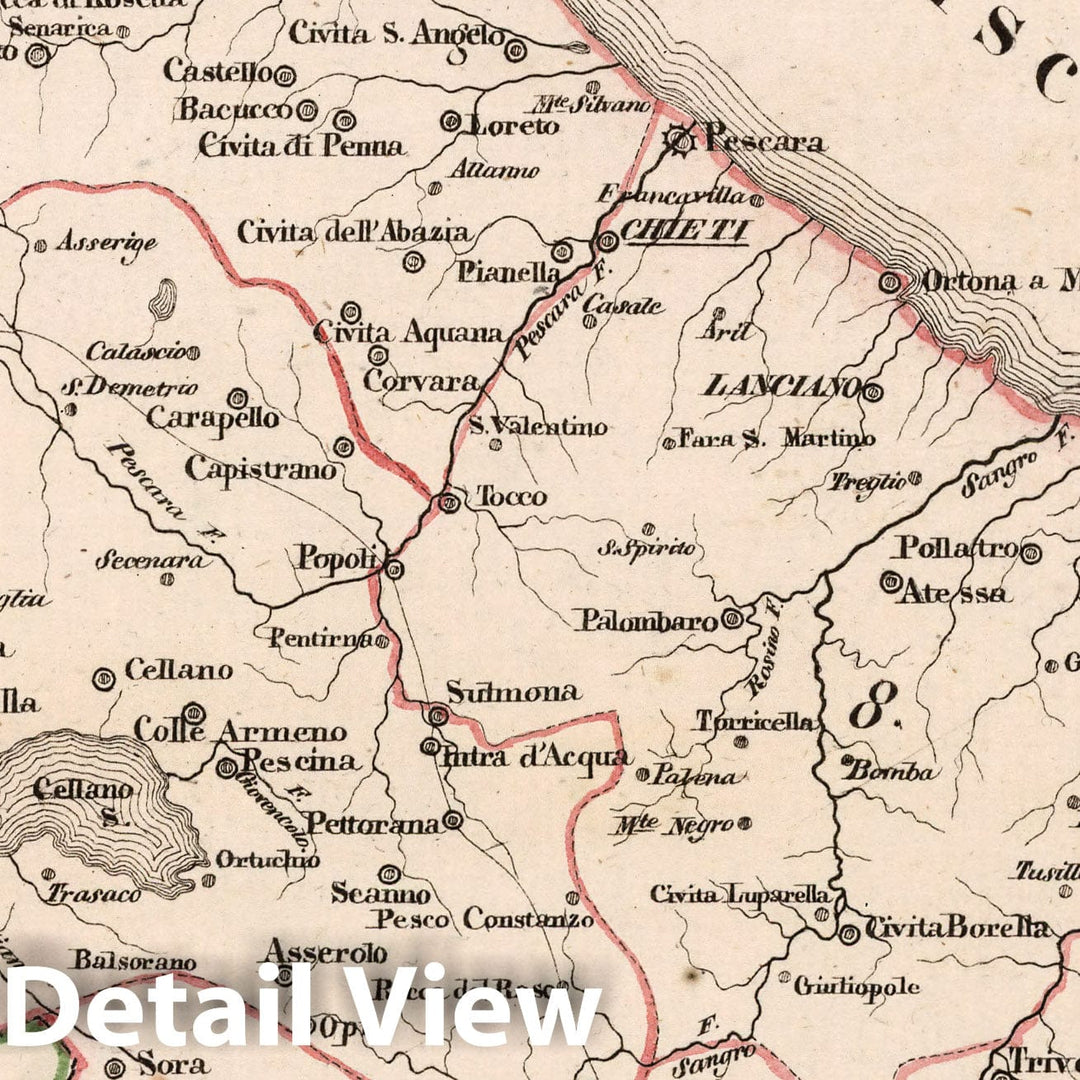 Historic Map : Italy, V.3:11-15:XIV. Italien. I. Kon: beider Sicilien. A. Kon: Neapel. Prov: 5-8, 1829 Atlas , Vintage Wall Art