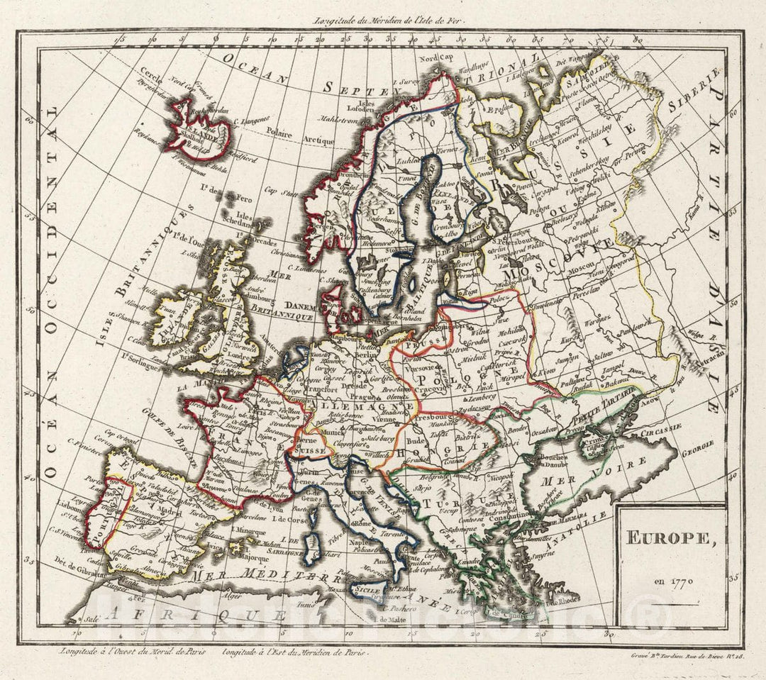 Historic Map : VIII. Europe, 1770 Atlas - Vintage Wall Art