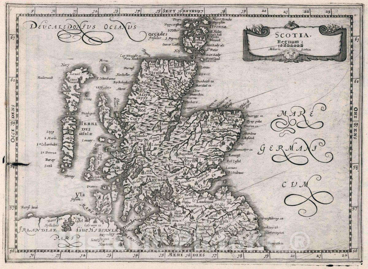 Historic Map : Scotland, Scotia Regnum, 1636 Atlas , Vintage Wall Art