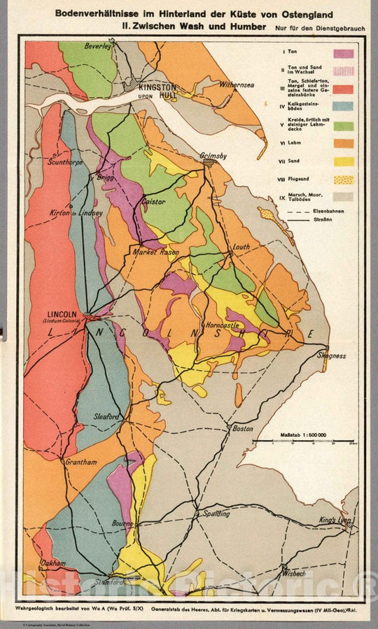 Historic Map : 1941 Military Atlas - Soil Conditions in The Hinterland of The East English Coast. London Basin, etc. - Vintage Wall Art