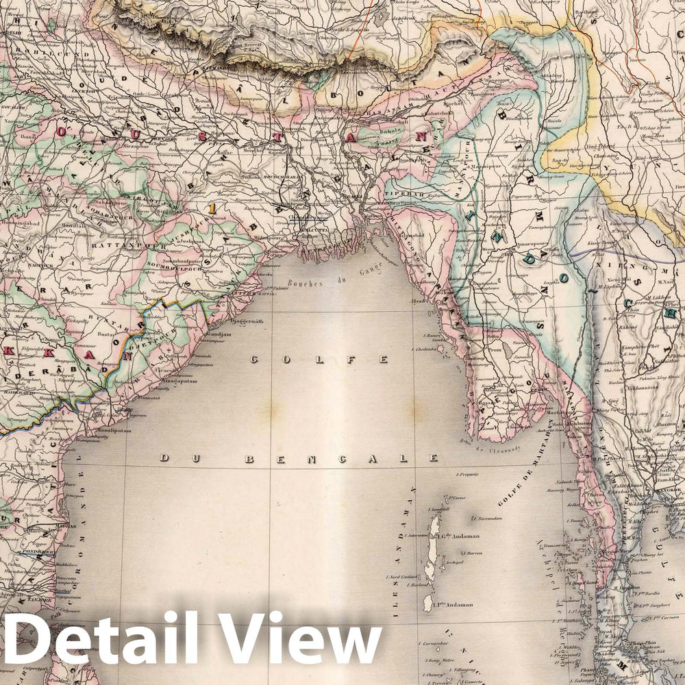 Historic Map : India, South East Asia Indes, Colonies Anglaises. Pl. 34, 1863 Atlas , Vintage Wall Art