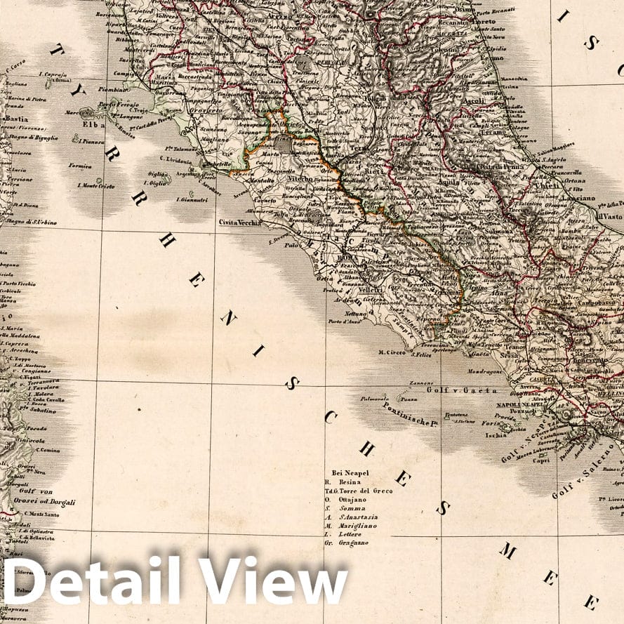 Historic Map : Italy, Italien. 1865, Vintage Wall Art