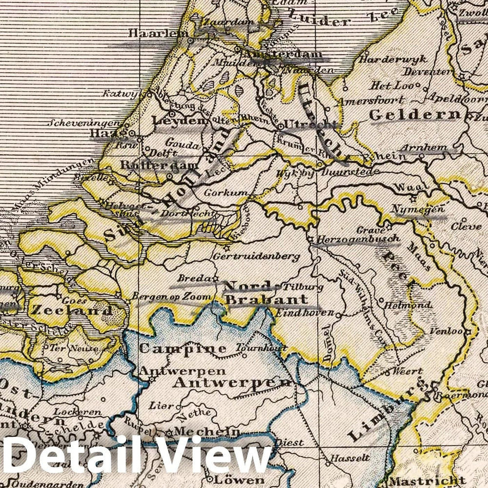 Historic Map : Netherlands, 19. Niederlande und Belgien. Netherlands and Belgium, 1872 Atlas , Vintage Wall Art