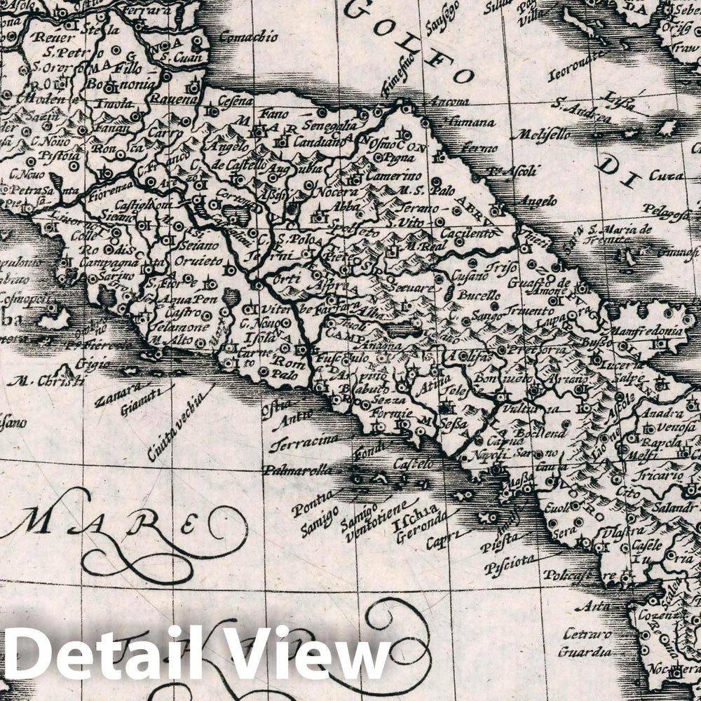 Historic Map : Italy, Italia. Atlas sive Cosmographicae Meditationes de Fabrica Mundi et fabricati Figura, 1636 Atlas , Vintage Wall Art