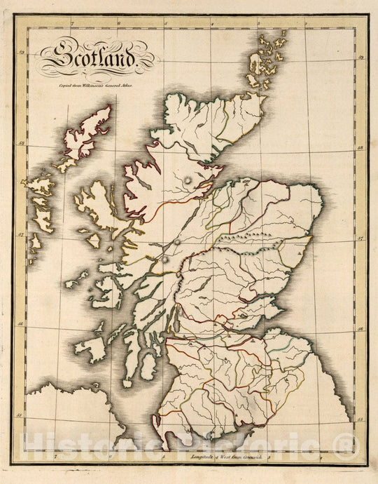 Historic Map : Scotland. Copied from Wilkinson's General Atlas, 1815 Atlas - Vintage Wall Art