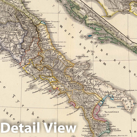 Historic Map : Italy, 1865 Italia, Gallia cisalpina, Sicilia, Sardinia, Corsica ab adventu Gallorum usque ad bellum Marsicum. , Vintage Wall Art