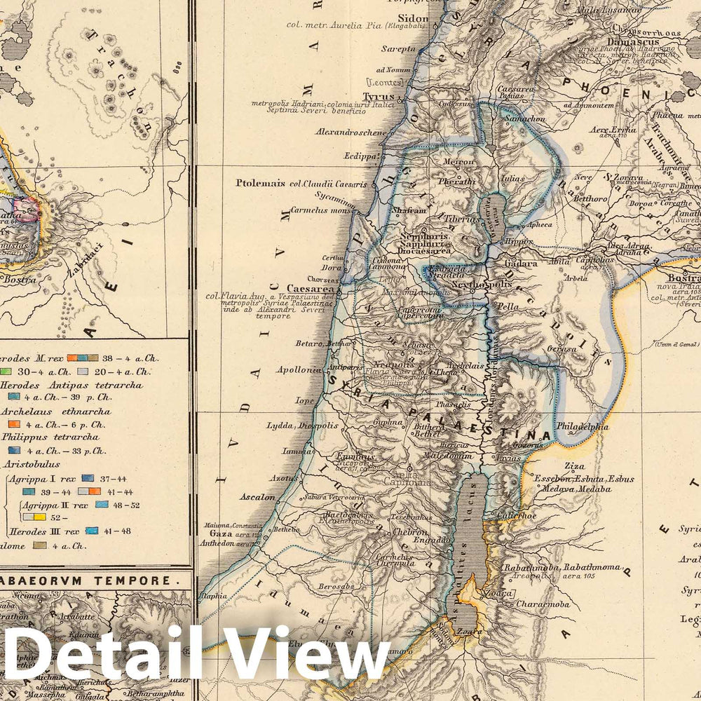 Historic Map : Lebanon; Palestine , Jerusalem, Middle East 1865 Syria Phoenice, Syria Palaestina, Phoenice, Coelesyria, Decapolis, , Vintage Wall Art